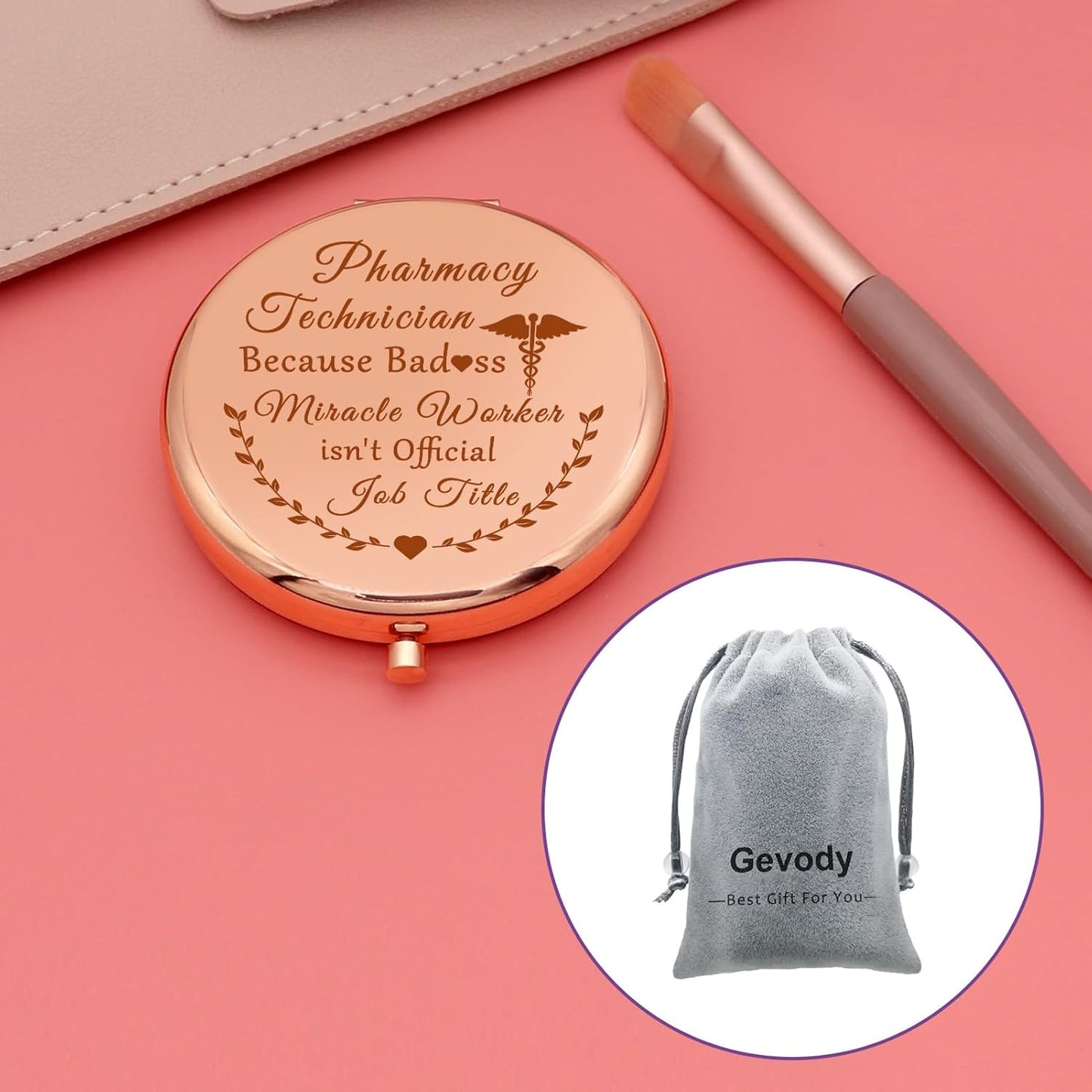 Pharmacy Technician Gifts Compact Mirror Pharmacist Gifts Nurse Tech Appreciation Gifts Christmas Birthday Gifts for Friend Folding Makeup Mirror Rx Pharmacy Gifts Medical School Graduation Gift