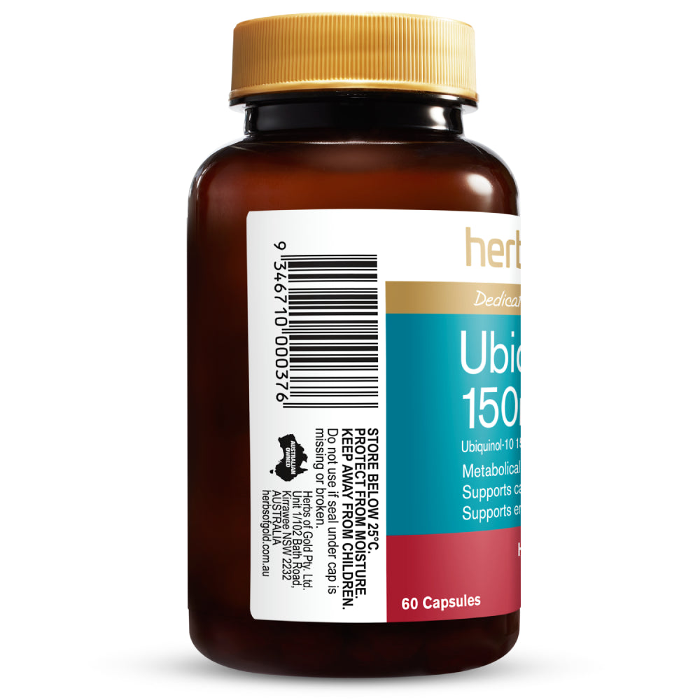 Herbs of Gold Ubiquinol 150Mg 60 Capsules Heart Health Active Coenzyme Q10 Coq10