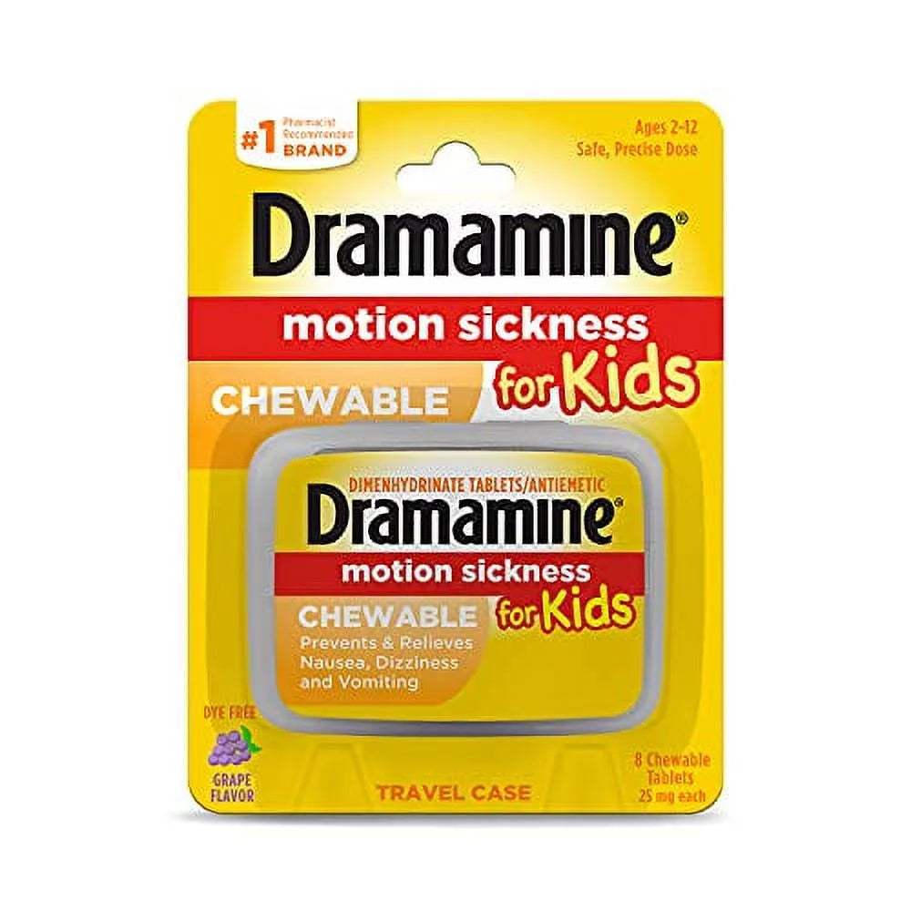 Kids Chewable, Motion Sickness Relief, Grape Flavor, 8 Count