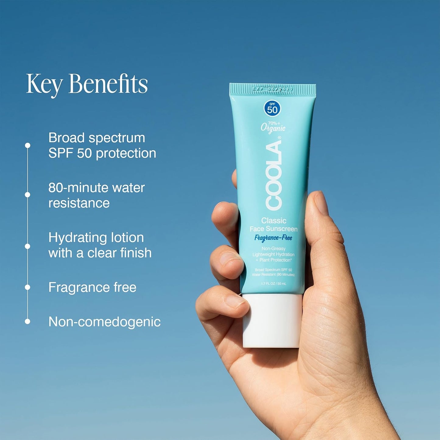 COOLA Organic Face Sunscreen SPF 50 Sunblock Lotion, Dermatologist Tested Skin Care for Daily Protection, Vegan and Gluten Free, 1.7 Fl Oz