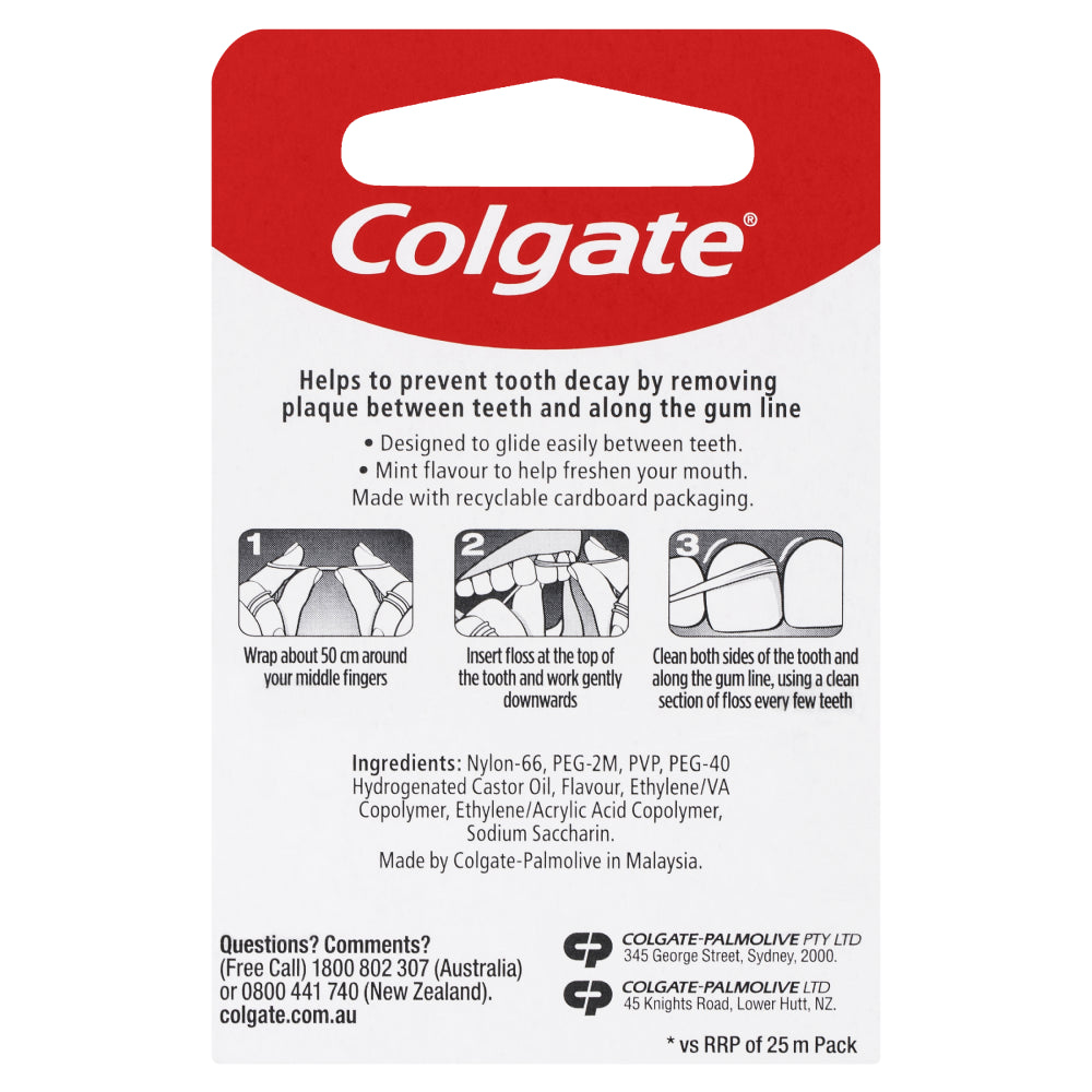 Colgate Total Mint Waxed Dental Floss 100M Protect Gums Reduce Tooth Decay