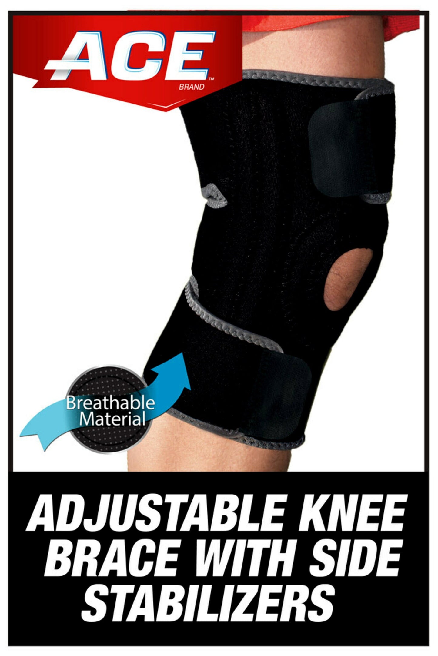 Brand Knee Br W/ Dual Side Stabilizers, Black