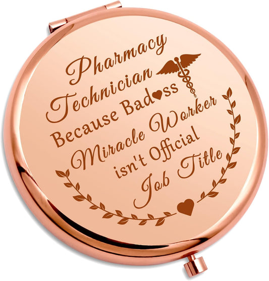 Pharmacy Technician Gifts Compact Mirror Pharmacist Gifts Nurse Tech Appreciation Gifts Christmas Birthday Gifts for Friend Folding Makeup Mirror Rx Pharmacy Gifts Medical School Graduation Gift