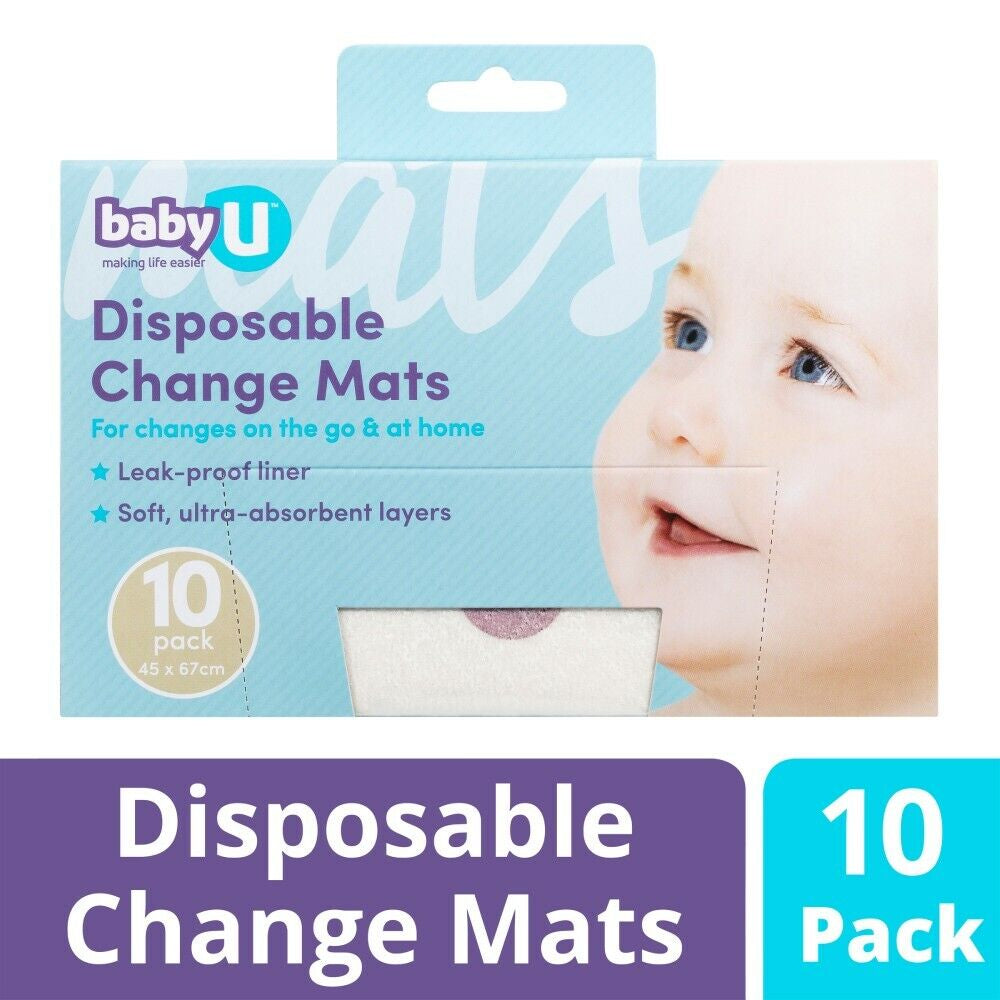 Babyu Disposable Change Mats 10 Pack Leak-Proof Absorbent 45Cm X 67Cm Baby U