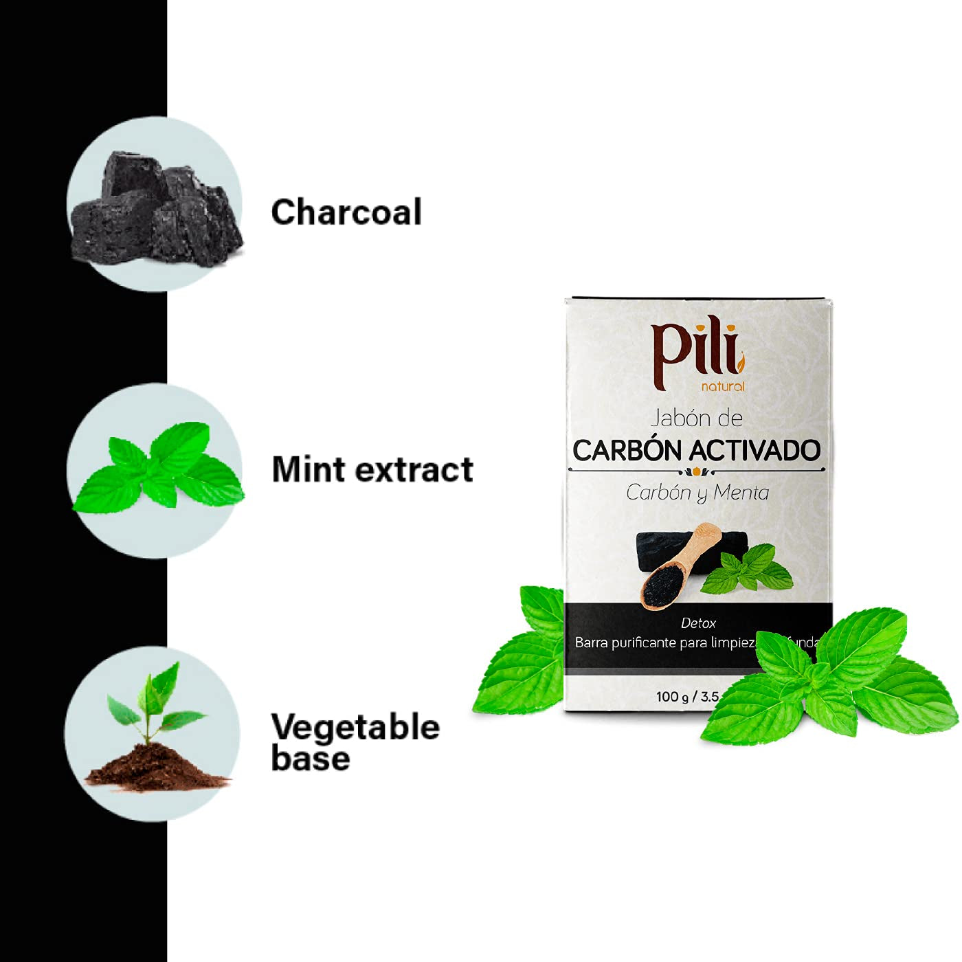Activated Charcoal Soap Bars with Peppermint Oil (3 Pack). Face and Body Natural Detoxifying Soap Bars. for Men, Women and Teens.