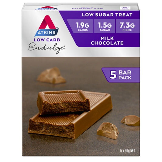 Atkins Low Carb Endulge Bars 5 X 30G - Milk Chocolate Low Sugar Treat Indulge