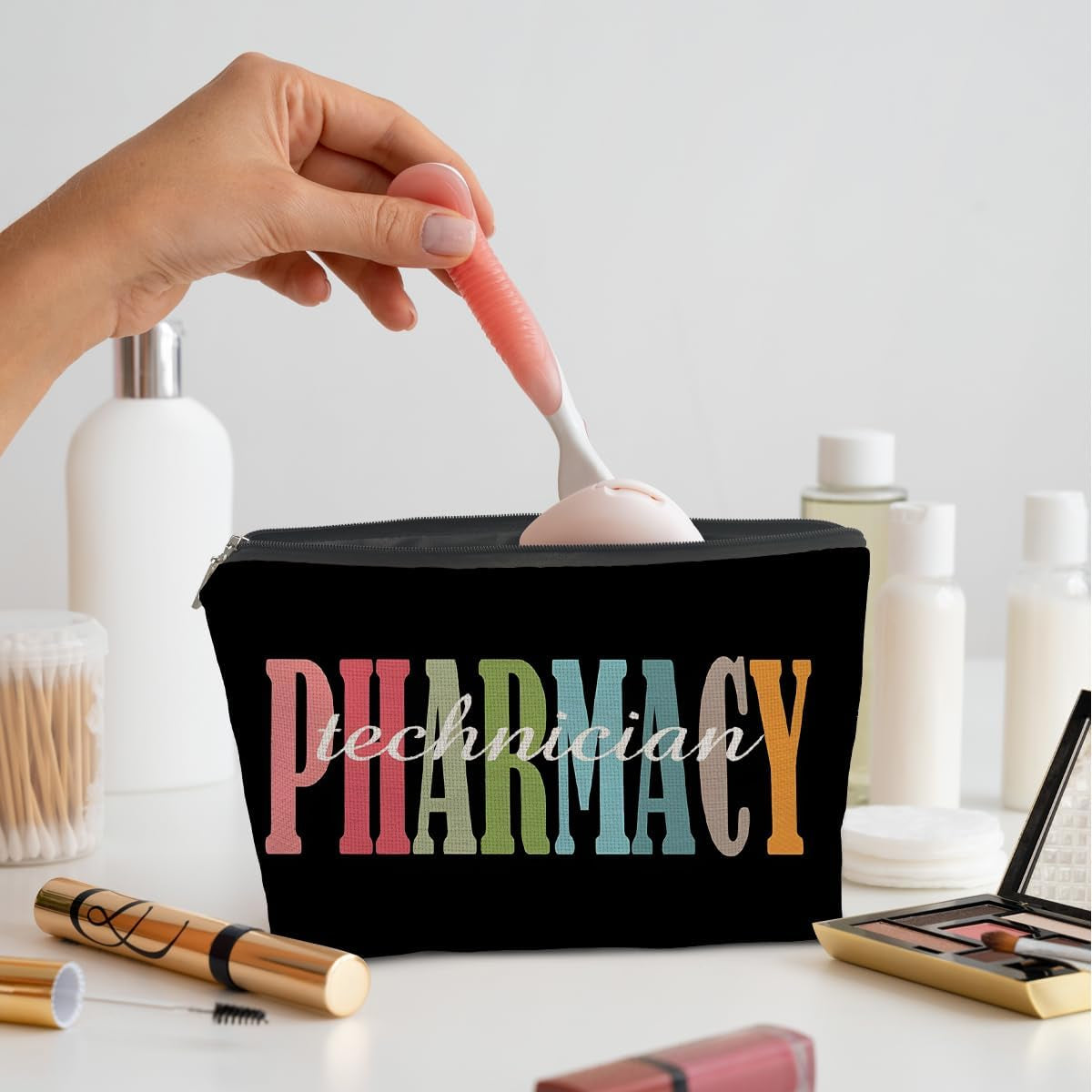 Pharmacy Technician Gifts Small Makeup Bag, Pharmacy Technician Appreciation Gifts Cosmetic Bags for Women, Certified Pharmacy Technician Gifts
