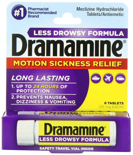 Motion Sickness Relief Less Drowsey Formula, 8 Count (Pack of 5)
